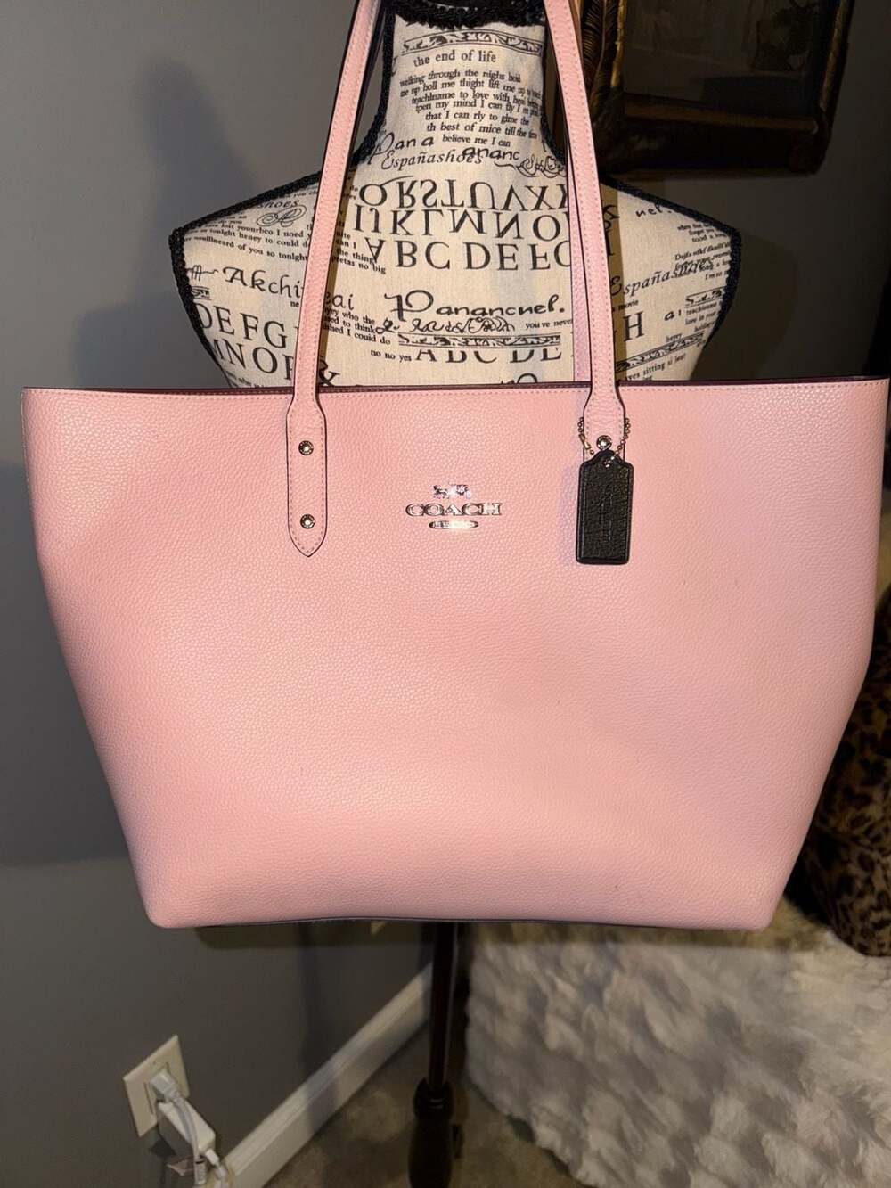 Reversible Coach F37278 Pebbled Leather Tote Bag in Pink